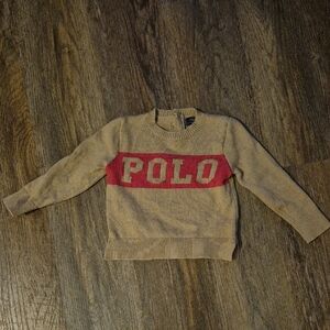Polo by Ralph Lauren Childrens Beige Sweater with Red Logo Sz 4/4T